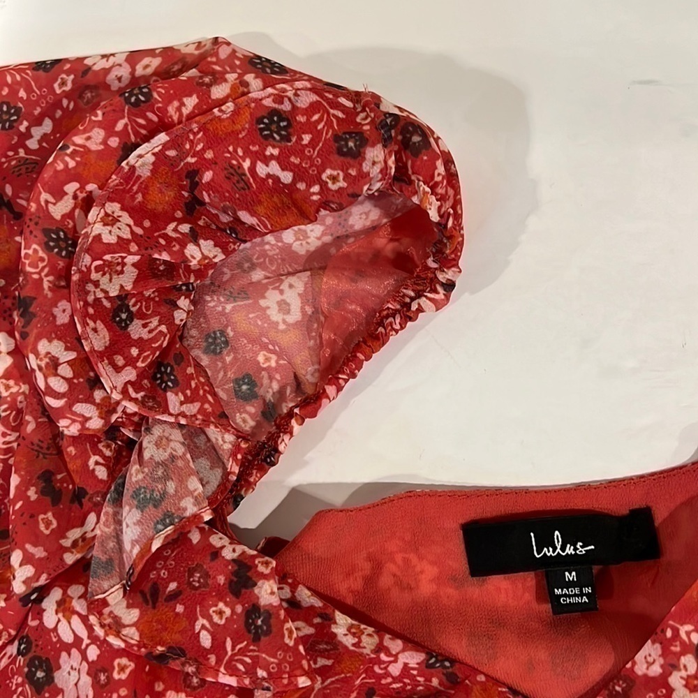 Lulus Ruffle Top with Sheer Sleeves, Size M - Picture 10 of 12